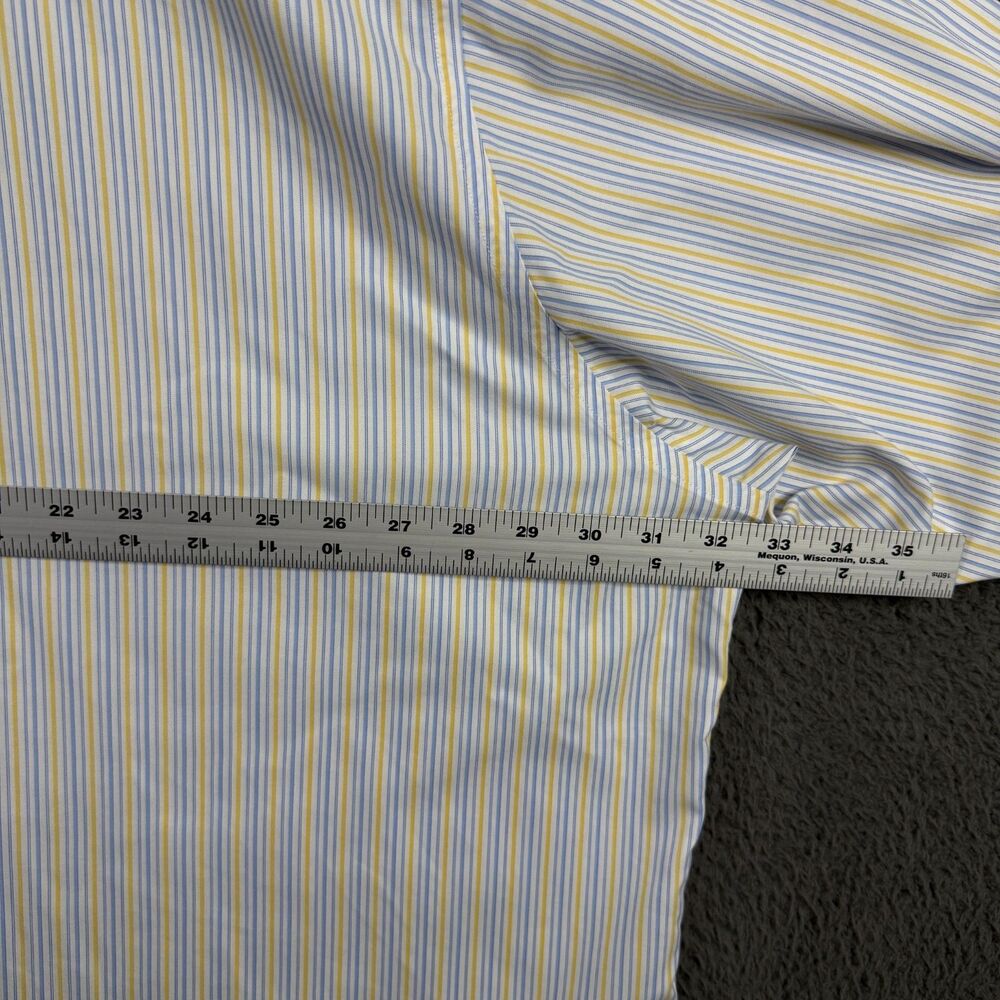 Brooks Brothers Shirt Mens 20 36 Blue Yellow Stripe Button Up Long Sleeve Preppy - Picture 8 of 10